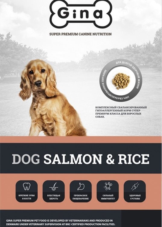 Gina (Джина) dog salmon & rice для собак с лососем и рисом