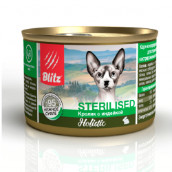 Blitz (Блиц) консервы для кошек стерилизованных Кролик / Индейка (суфле) 200 г