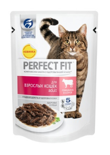 Perfect Fit (Перфект Фит) паучи для взрослых кошек с говядиной (Perfect Fit (Перфект Фит) Adult Beef)