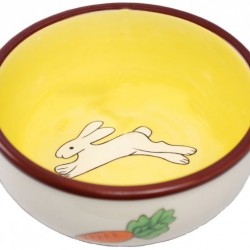 N1 миска керамическая с рисунком заяц и морковка (мкр218)