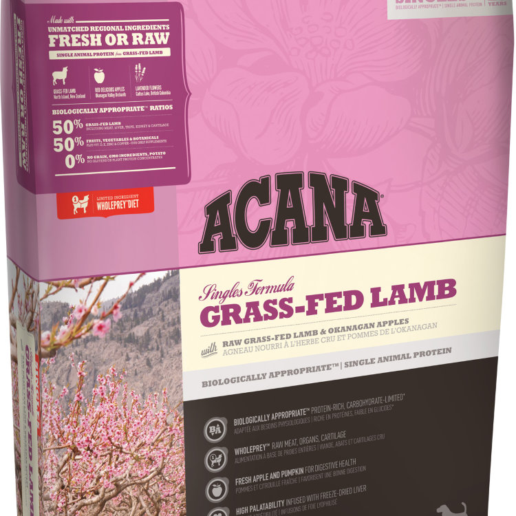 Acana (Акана) grass-fed lamb беззерновой для щенков и собак всех пород c ягненком (бывшая Acana (Акана) lamb&apple formula) (Singles)