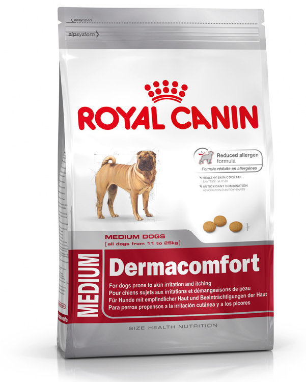 Royal Canin (Роял Канин) medium dermacomfort 24 для собак средних пород склонных к кожным раздражениям и зуду
