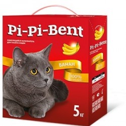 Pi-pi bent bananas (пакет) комкующийся наполнитель для кошачьего туалета (легкий аромат спелого банана)