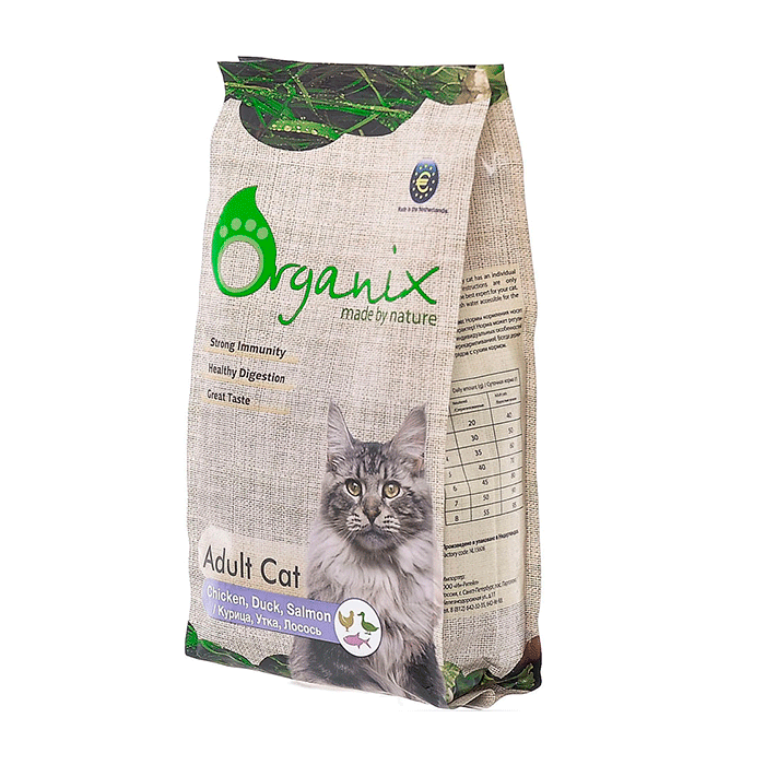 Organix (Органикс) для кошек: курица, утка и лосось (adult cat chicken, duck, salmon)