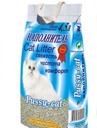 Pussy-cat впитывающий наполнитель для кошачьих туалетов цеолитовый синий пакет