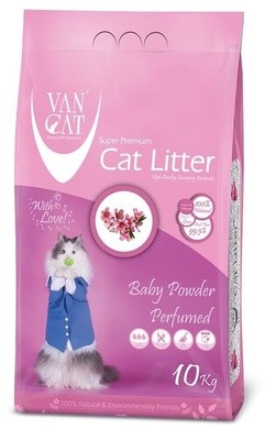 Van cat комкующийся наполнитель без пыли с ароматом детской присыпки, пакет (baby powder)unri003