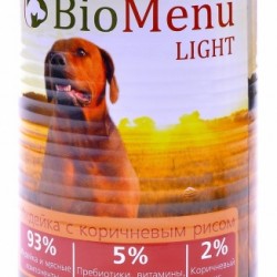 Biomenu консервы  для собак низкокалорийные с индейкой с коричневым рисом (light)