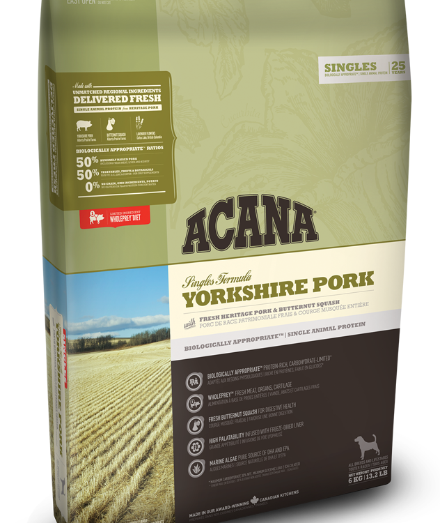Acana (Акана) yorkshire pork беззерновой для щенков и собак всех пород свинина (бывшая Acana (Акана) alberta pork & butternut squash formula) (Singles)