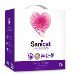SaniCat Элитный комкующийся 100% натуральный розовый наполнитель, Лимитированная серия (Pink Passion)
