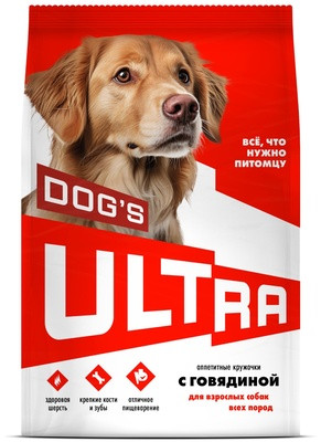 ULTRA (УЛЬТРА) Полнорационный сухой корм для взроcлых собак всех пород с говядиной
