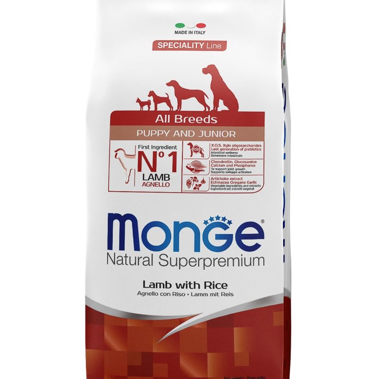 Monge (Монж) dog speciality puppy&junior корм для щенков всех пород ягненок с рисом