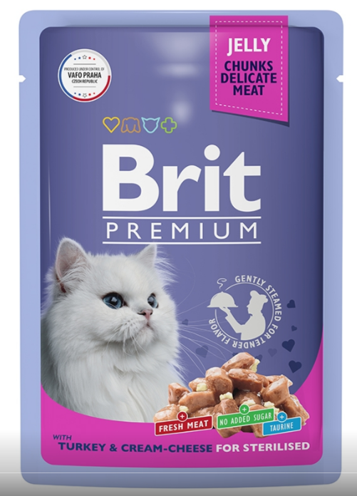 Brit (Брит) Premium Пауч для взрослых стерилизованных кошек в желе 85г