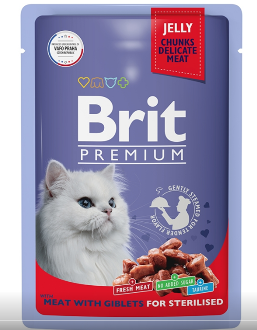 Brit (Брит) Premium Пауч для взрослых стерилизованных кошек в желе 85г