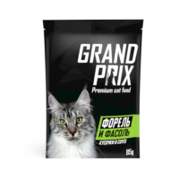 Grand Prix (Гранд Прикс) Паучи для кошек кусочки в соусе форель и фасоль