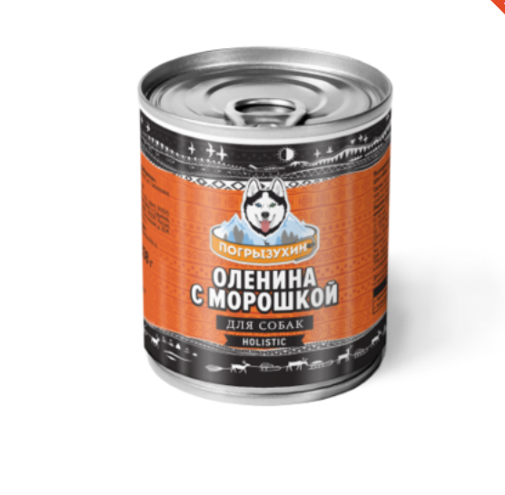 Погрызухин консервы оленина для собак ж/б 338 гр.