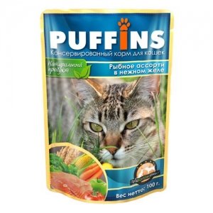 Puffins (Пафинс) консерв. 100г  для кошек кус-ки в желе (1 уп.- 24 шт. )