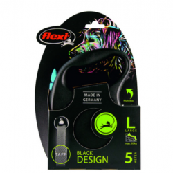 Flexi (Флекси) Рулетка-ремень для собак до 50кг, 5м (Black Design L Tape 5m)