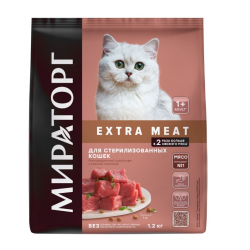 Мираторг EXTRA MEAT корм сухой с нежной телятиной для стерилизованных кошек от 1 года