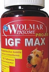 Wolmar winsome pro bio igf max добавка обеспечивающая гармоничное развитие мышечной и соединительной ткани, cвязок, увеличение массы тела и оптимизацию баланса метаболизма питания для щенков и собак крупных пород