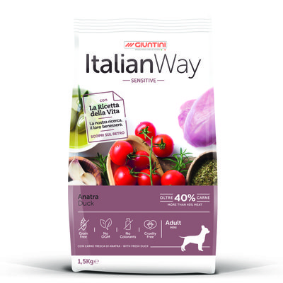 Italian Way (Итальян Вэй) Беззерновой корм для собак малых пород с чувствительным пищеварением с уткой