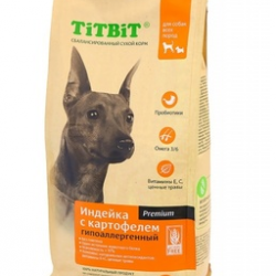 TiTBiT (Титбит) Сухой корм для собак всех пород гипоаллергенный индейка с картофелем