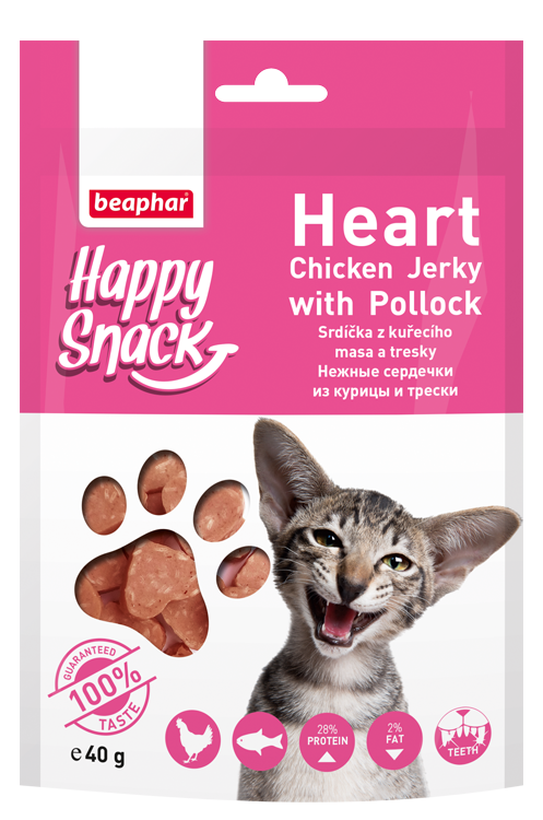 Beaphar лакомства beaphar happy snack нежные сердечки из курицы и трески  для кошек