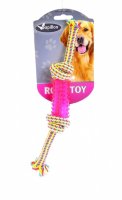 Papillon игрушка для собак "плетеная веревка с пластиковой гантелькой" weaving rope toy with trp , yellow pink (3 72)) 140845