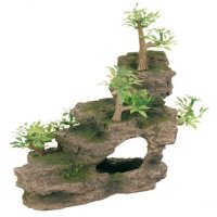 Trixie грот "каменная лестница с растениями" , пластик