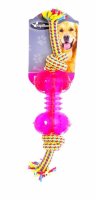 Papillon игрушка для собак "плетеная веревка с пластиковой косточкой"  weaving rope toy with trp yellow pink (3 60)
