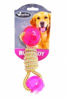 Papillon игрушка для собак "плетеная гантелька с двумя шариками" weaving rope toy with trp , yellow pink (3 48)