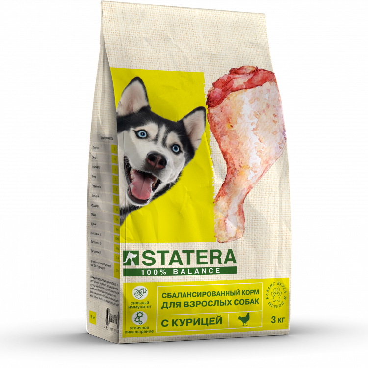 STATERA (Статера) Корм для взрослых собак с курицей и рисом