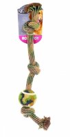 Papillon игрушка для собак "плетеная камуфляжная веревка с 3 узлами и тенисным мячиком "  woven rope 3 knots + 7,5 cm tennis ball, camouflage (3 36)