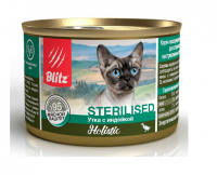 Blitz (Блиц) консервы для кошек стерилизованных Утка / Индейка (паштет) 200 г