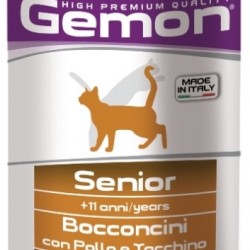 Gemon (Джемон) Cat консервы для пожилых кошек кусочки курицы с индейкой