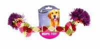 Papillon игрушка для собак "плетеная цветная с двумя узлами"  woven rope bone , mixed colors