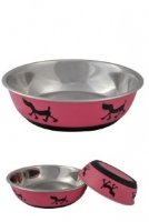 Papillon Миска с нескользящим покрытием "Dinner time" розовая (Non skid bowl printed dog colour pink)