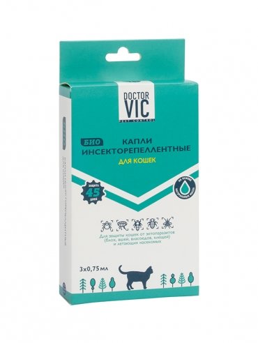 VIC КАПЛИ инсекторепеллентные «Doctor VIC» для кошек