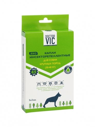 VIC КАПЛИ инсекторепеллентные «Doctor VIC» для крупных собак
