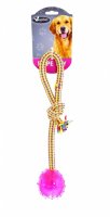 Papillon игрушка для собак "плетеный буксир с шариком" weaving rope toy with trp , yellow pink
