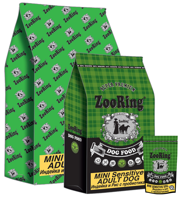 ZooRing (Зооринг) Mini Sensitive Adult Dog индейка и рис  пробиотиками