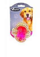 Papillon игрушка для собак "плетеный мячик с пластиковым кольцом"  weaving rope toy with trp , yellow pink