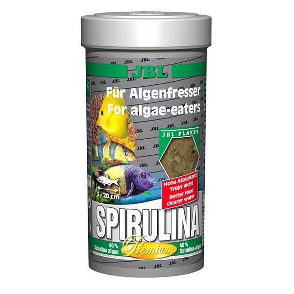 JBL (ДЖБЛ) Spirulina - Основной корм премиум хлопья для растительноядных аквариумных рыб