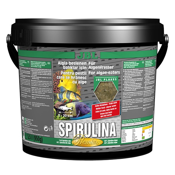 JBL (ДЖБЛ) Spirulina - Основной корм премиум хлопья для растительноядных аквариумных рыб