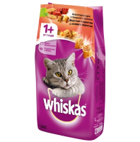 Whiskas (Вискас) сухой корм для кошек паштет из говядины, ягненка, кролика, подушечки