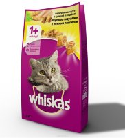 Whiskas (Вискас) сухой корм для кошек паштет из куры, утки и индейки, подушечки