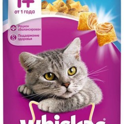 Whiskas (Вискас) сухой корм для кошек паштет из лосося, тунца и креветок, подушечки