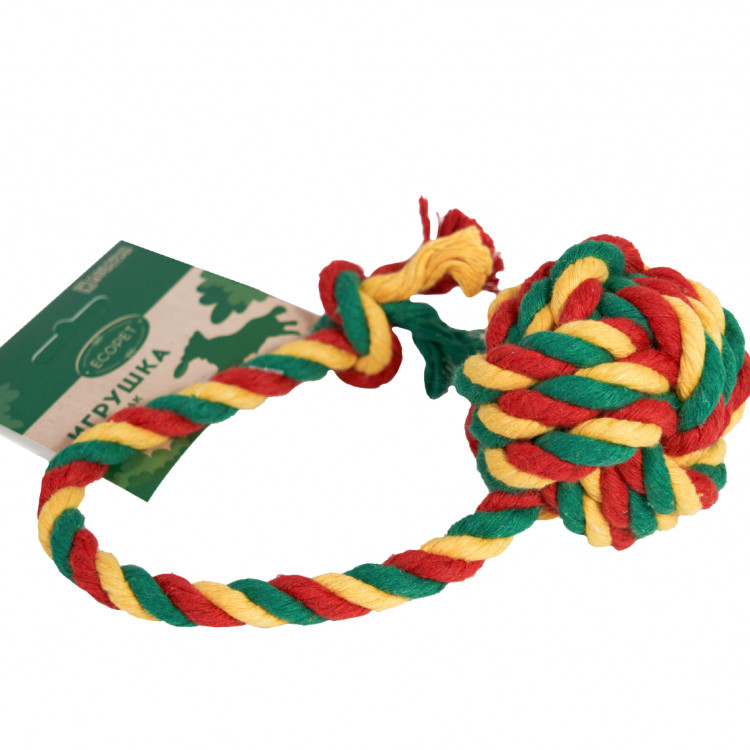 Игрушка для собак Мяч канатный  Ecopet (Красный-желтый-зеленый)