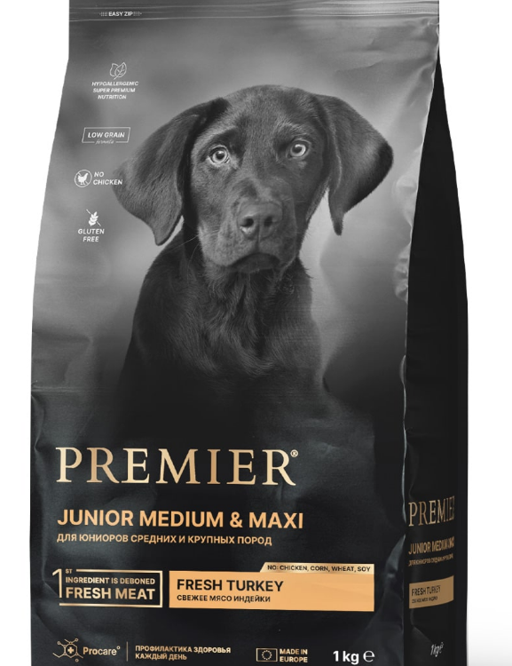 Premier (Премьер) Dog Turkey JUNIOR Medium&Maxi (Свежее мясо индейки для юниоров средних и крупных пород)