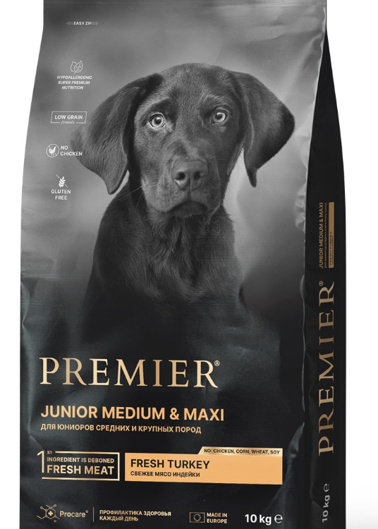 Premier (Премьер) Dog Turkey JUNIOR Medium&Maxi (Свежее мясо индейки для юниоров средних и крупных пород)