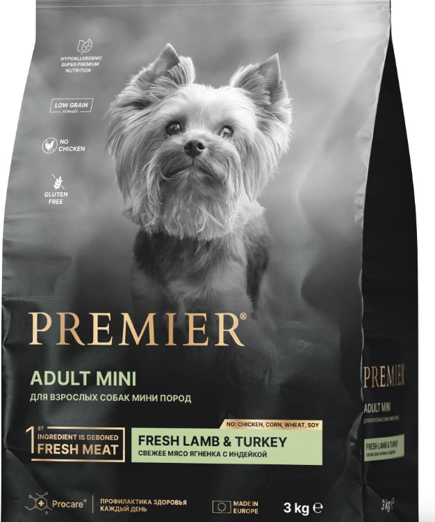Premier (Премьер) Dog Lamb&Turkey ADULT Mini (Свежее мясо ягненка с индейкой для собак мелких пород)